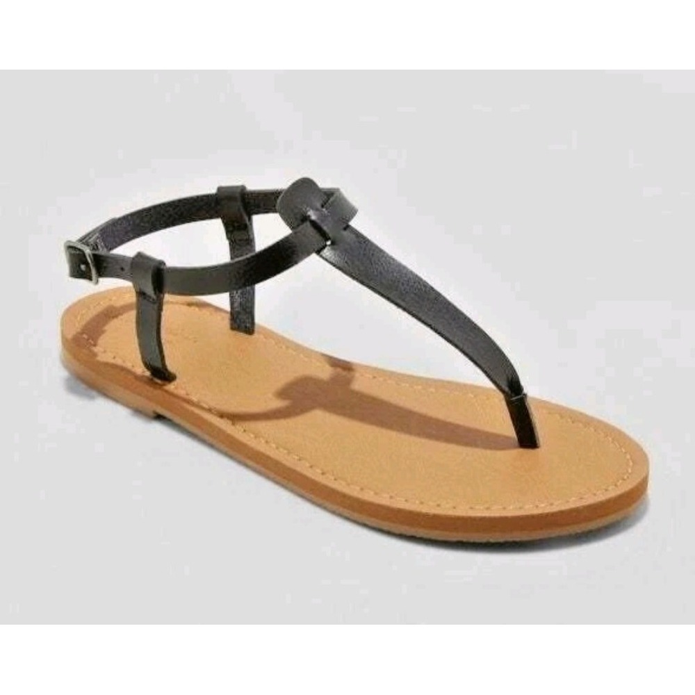 Women's Universal Thread Black Hartley Thong Sandals Size 6.5